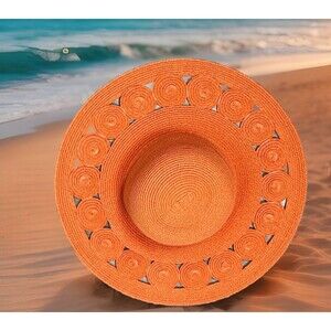 San Diego Hat Co Wide Brim Woven Cut Out Sun Shade Colorful Women Beach‎ Travel